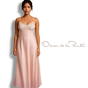 Oscar de la Renta Romantic Pink Satin Lace Slip